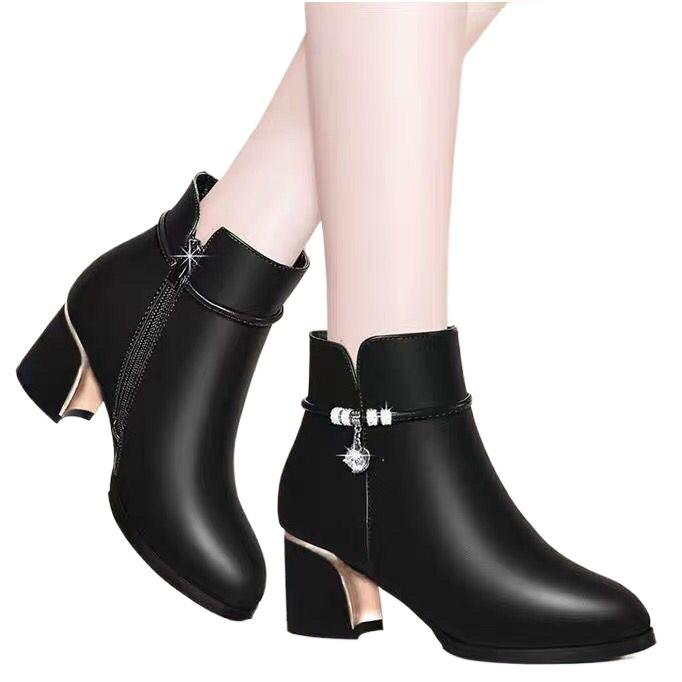 Short Boots Children 2025 Autumn and Winter New Mother Martin Boots Middle Heel Women's Leather Shoes Short Boots