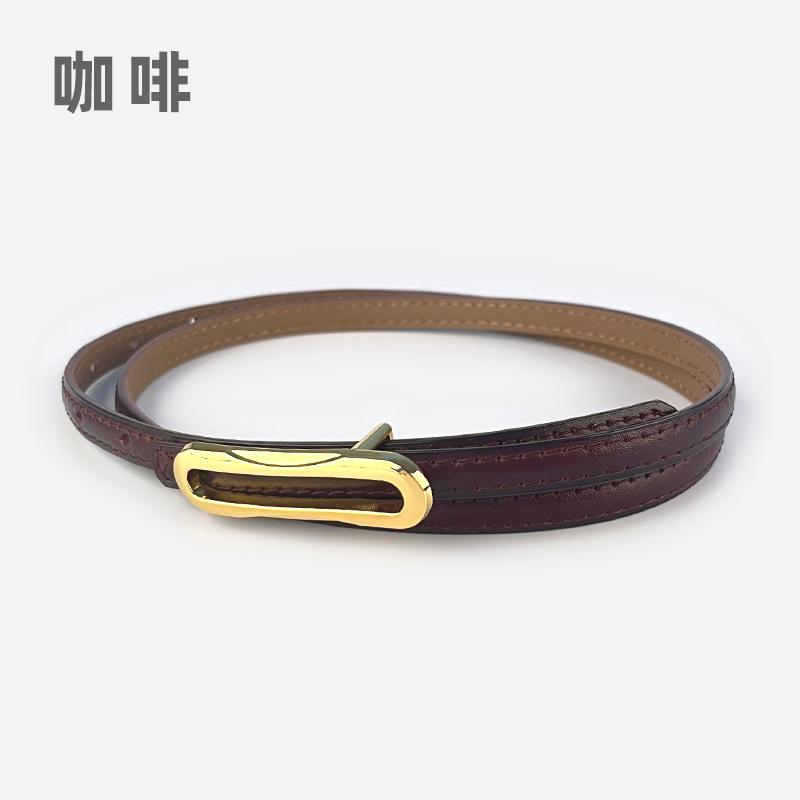 Leather Women'S Thin Belt Cowhide With Casual Pants Dress Women'S Thin Belt