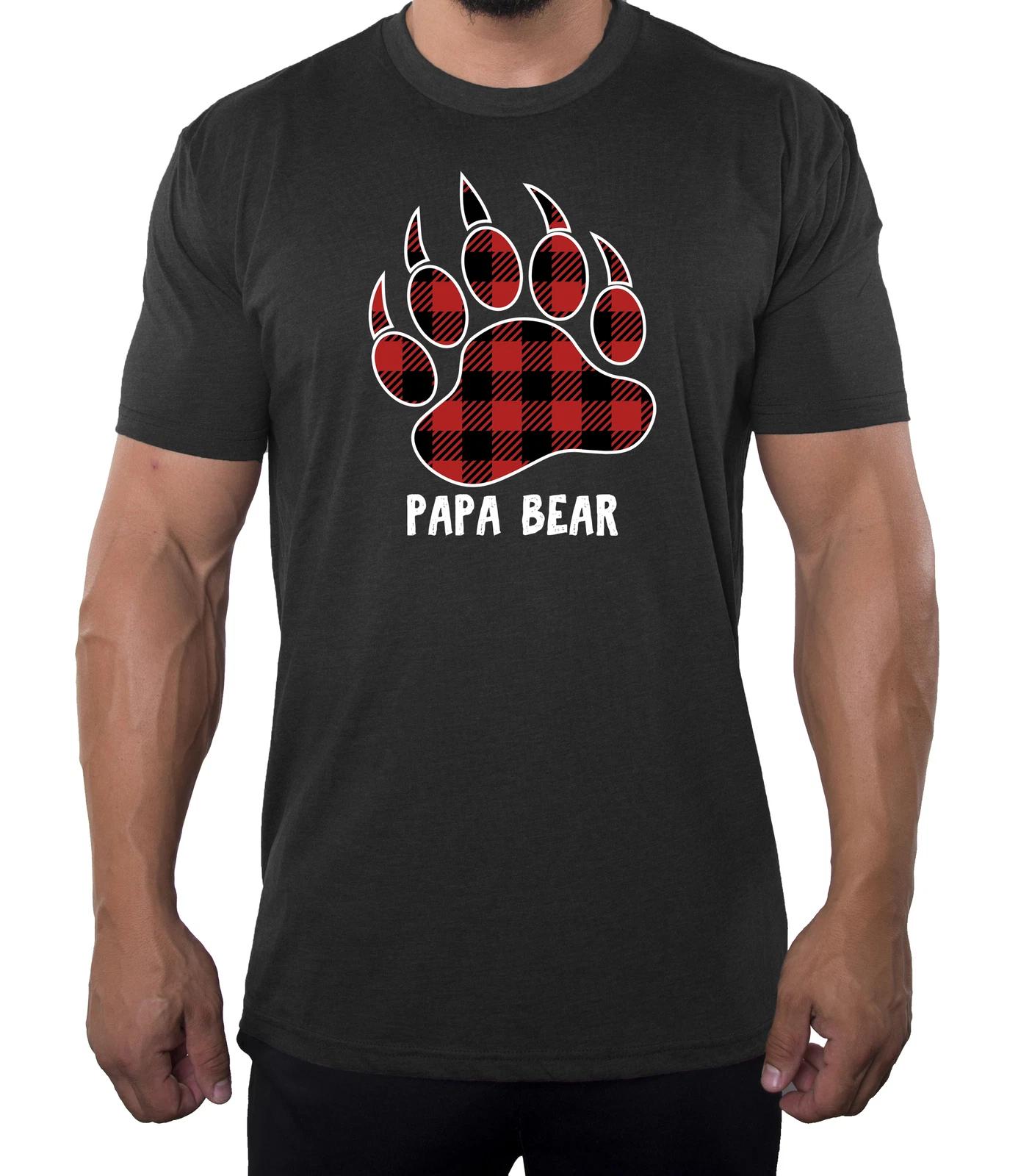 Papa Bear Shirt with buffalo Plaid Claw, Men s T-Shirts, Cool Shirts for Dad M
