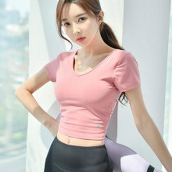 Women's Quick-Dry High-Waisted Faux Two-Piece Yoga Set with Chest Pads - Summer Short-Sleeved Top and Shorts