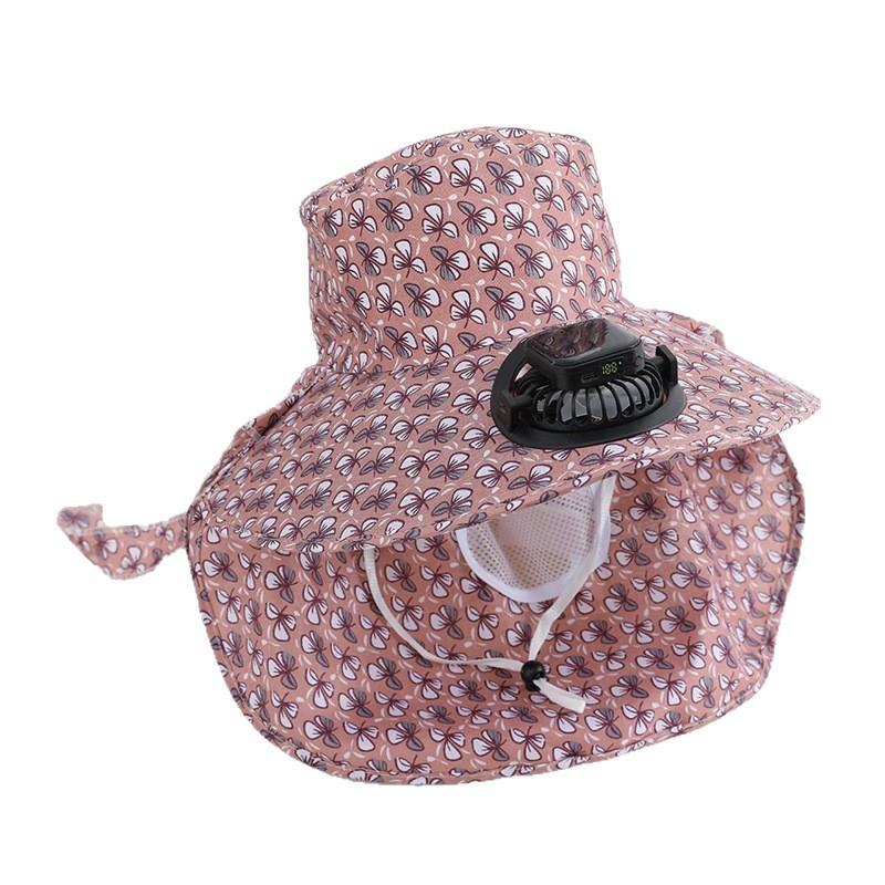 Summer new solar charging with fan tea picking hat women's farm work sun hat outdoor sun protection neck sun hat