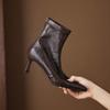 Fashion Women's new pointed retro high-heeled handmade oversized zipper and calf short boots fashion boots elastic boots