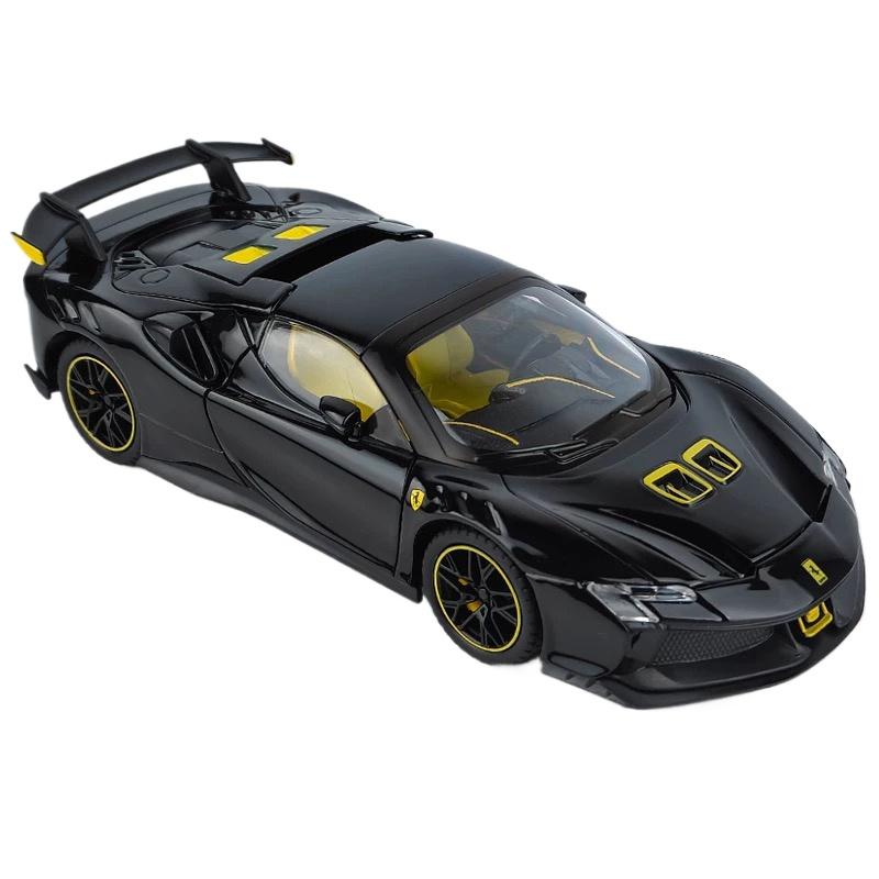 

1/24 Ferrari SF90XX SF90 Модель спортивного автомобиля из сплава Литые под давлением Металлические Гоночные Суперкары Модель автомобиля Симуляция Звук Свет Детская игрушка Подарок чёрный