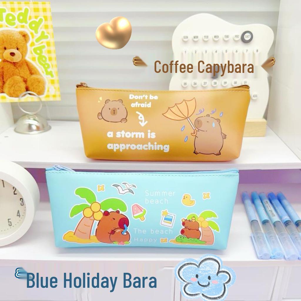Capybara Cartoon Pencil Case: Cute Student Stationery Storage Bag for Kids