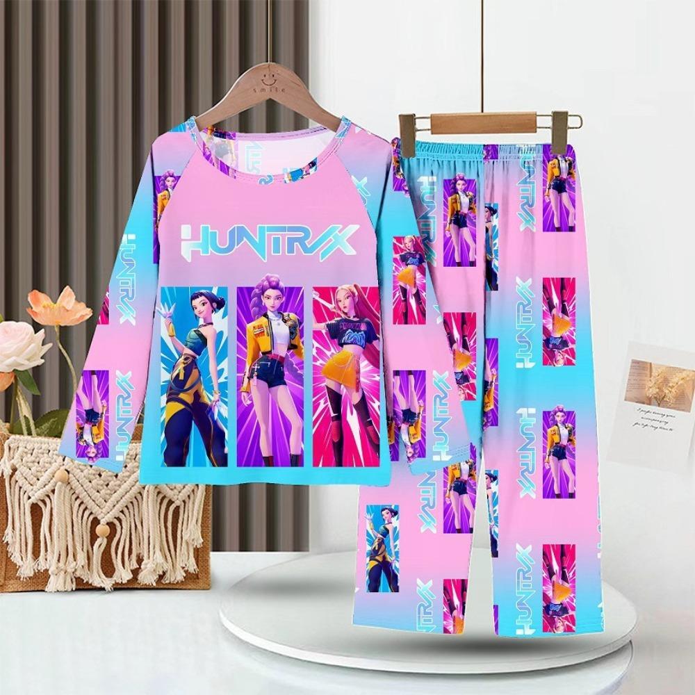 New Demon Hunters Children's Pajamas Long Sleeve Cartoon Girls Babies Middle and Older Children's Loungewear Set