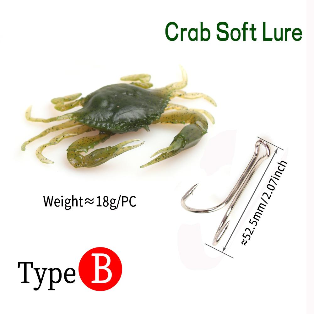3 PZ/6 PZ Esca da Pesca Morbida Realistica 3D a Forma di Granchio - Antialga per Acqua Salata/Dolce per Persico Spigola, Cernia, Sgombro - Azione di Nuoto Lento e Laterale
