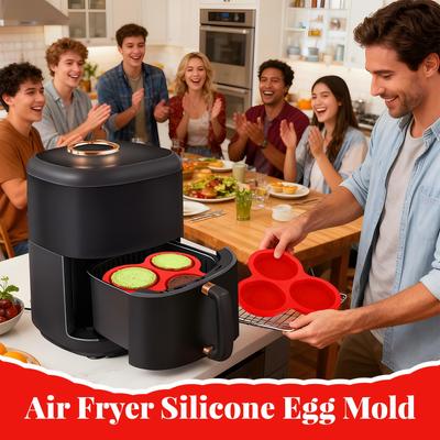 Silicone Molds for Air Fryer 3-Cavity Egg Mould Silicone Air Fryer Cups for Small Cakes Puddings Hamburgers Breakfast Sandwich