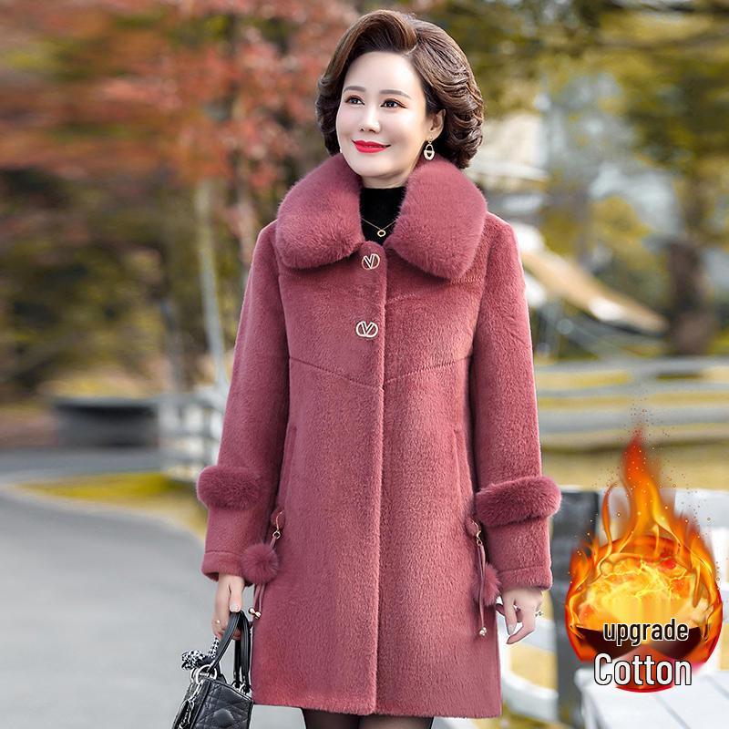 

Мамино шерстяное пальто из флиса норки для женщин среднего и пожилого возраста - Осень/Зима 5XL for 151-175 Jin