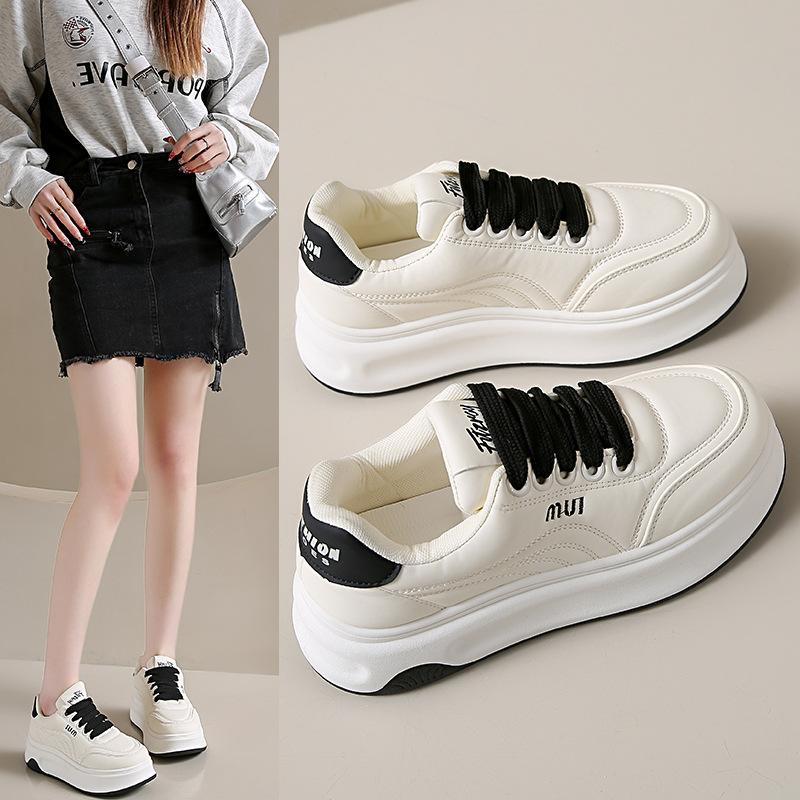 Fashion Platform Sports Board Shoes Women's 2025 Spring and Autumn New Versatile Round Head Little White Shoes Keep Warm and Increase Height Women's B
