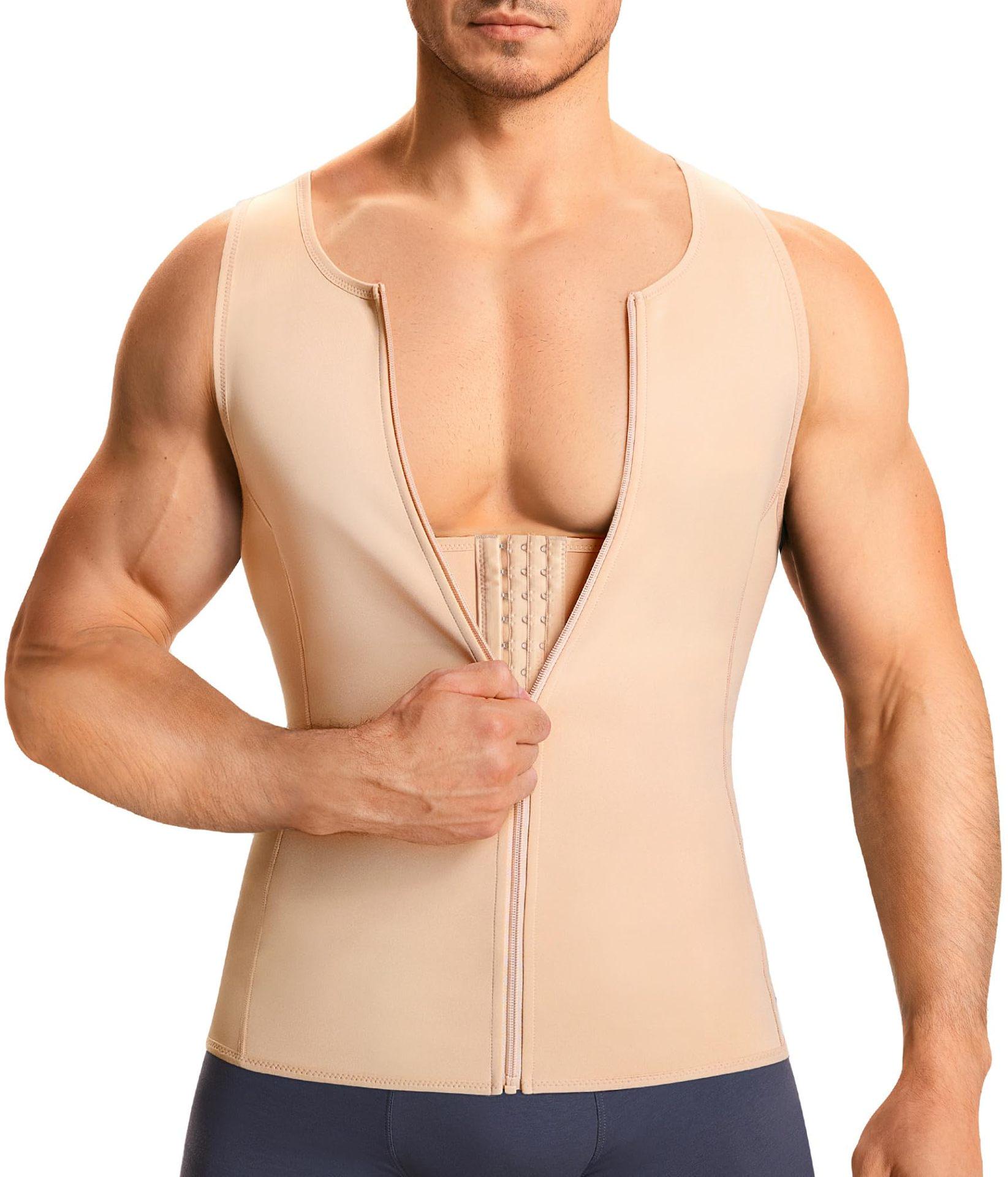 

Мужской корректирующий жилет Slim Fit - Топ для фитнеса с контролем живота и моделированием фигуры 2XL бежевый