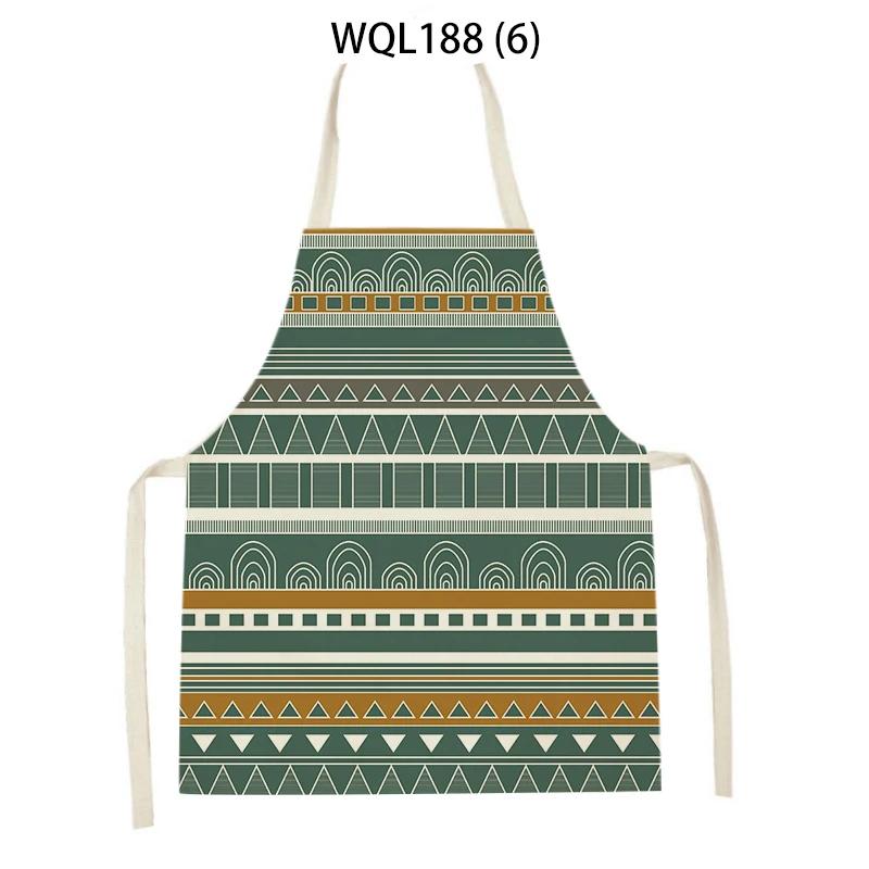 Retro Geometry Print Kitchen Apron for Woman Man Bohemia Linen Baking Aprons Adult Kids Cooking Apron Cleaning Tools Tablier