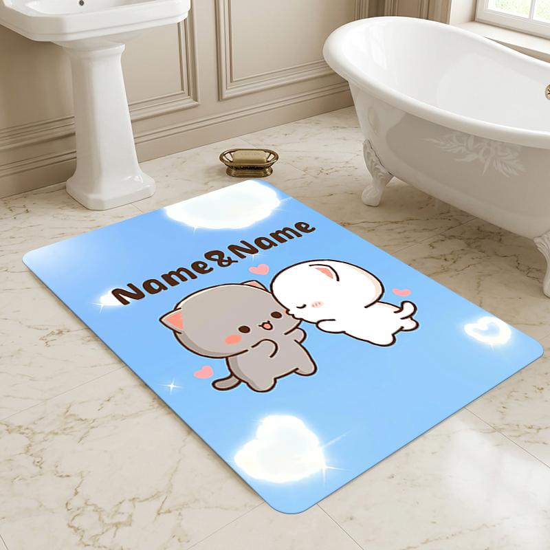 Custom Name Angel Cats Living Room Non-Slip Area Rug Soft Carpet for Bedroom Kids Playroom Sofa Office Home Decor Doormat