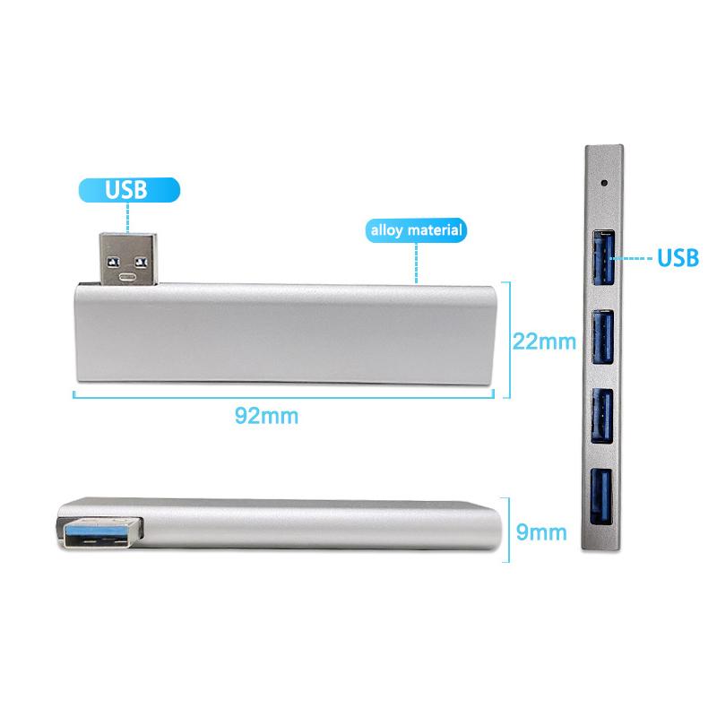 Usb3.0 Hub 4 Ports Extended Plug Slim Portable Usb Splitter Laptop Accessories