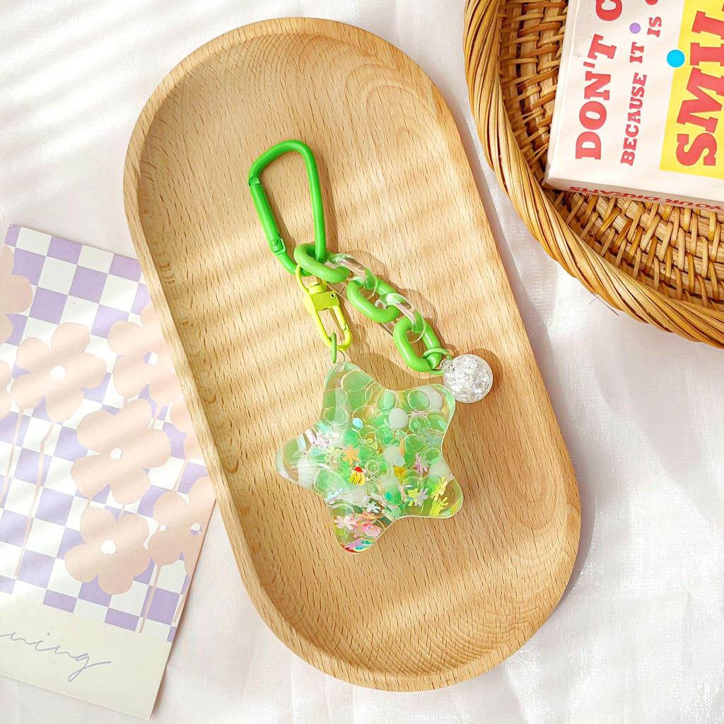 Acrylic Star Sand Bottle Keychain - Cute Cartoon Pendant for Backpacks