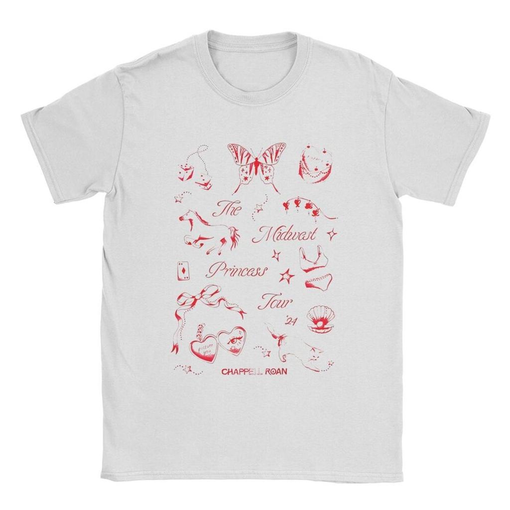 Novelty Chappell Roan Midwest Princess T-Shirts for Men Round Neck 100% Cotton T Shirts Cool Singer Short Sleeve Tees Summer