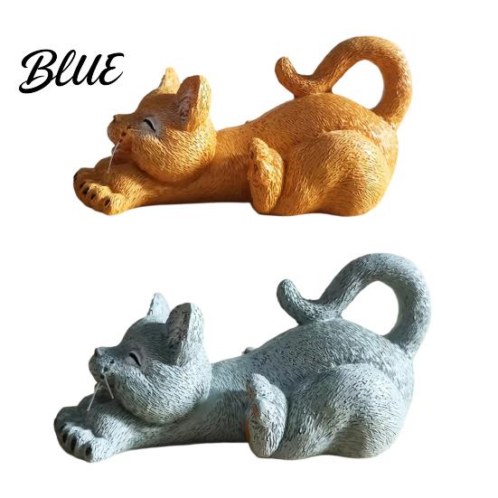 Healing Mood Cat Figurine Stretching Kitten Figurine Resin Statue Cute Animal Ornament Miniature Gift for Friends Compact Desktop Decoration