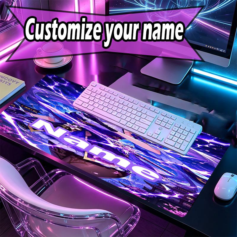 Custom Name Personalized Genshin Impact Pattern Mousepad, Laptop PC Desk Mat, Decorative Desk Mat for Home Keyboard Pad Gift