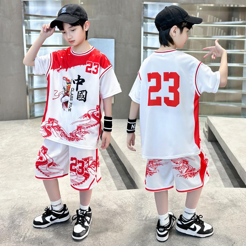 Boys' Summer Set 2026 New Zhongda Children's Quick drying Basketball Clothes Girls' Sports Clothes Kindergarten Performance Clothes
