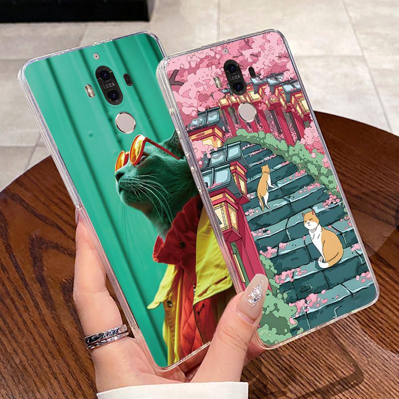 Jelly Casing For Huawei Mate 9 Coque Funda Clear Silicone Soft TPU Back Cover Cute Cat Rabbit Heart Protective Case Capa