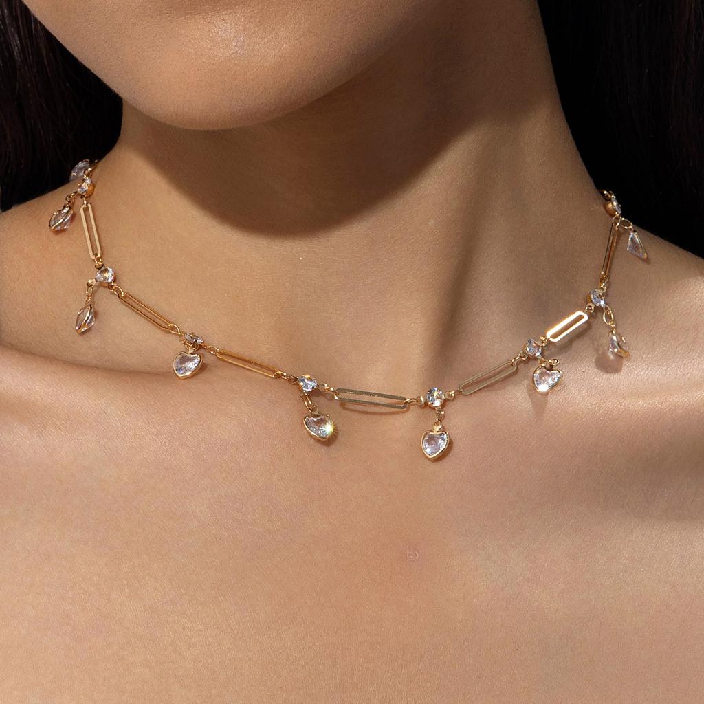 Élégant collier perle imitation femme, croix strass colorés multicouche avec collier en forme de Y