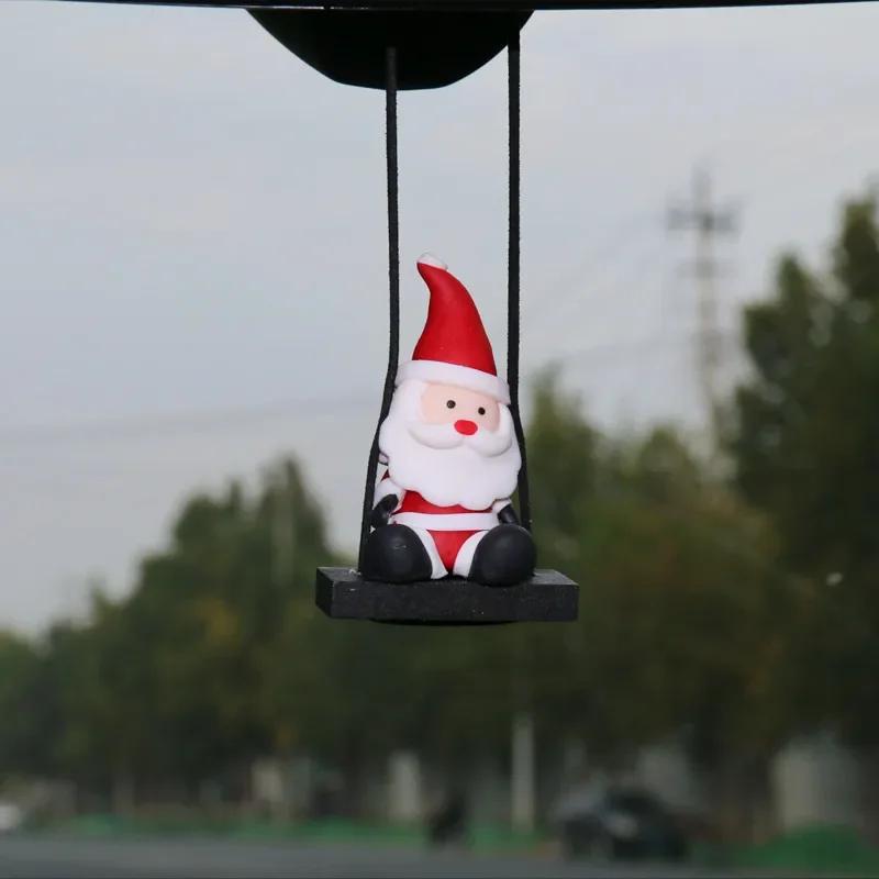 Cute Santa Claus Decoration Car Hanging Ornaments Auto Rearview Mirror Pendant Swinging Automobile Interior Styling Accessories