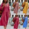 Plus Size Loose Fit Mid Sleeve Dress Comfortable Casual Wear