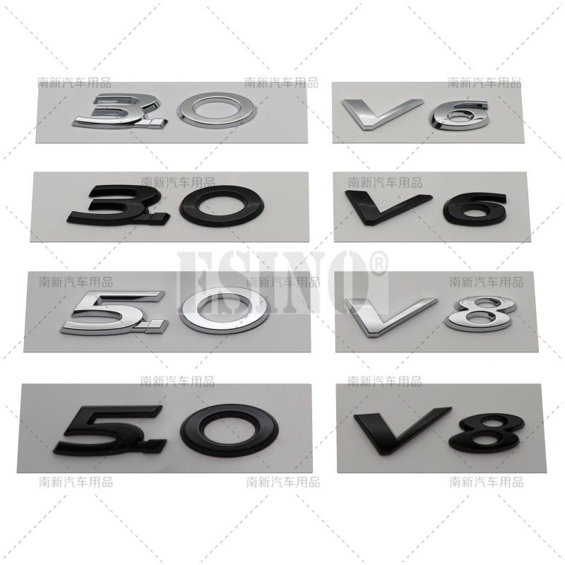 Car Styling 3D 3.0 5.0 V6 V8 Car ABS RearTrunk Fender Adhesive Badge Body Tailgate Displaceme Emblem For Jaguar XE XF XJ HH1