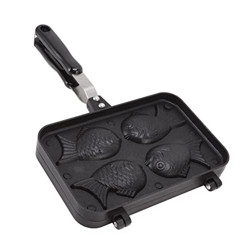 Fish-shaped taiyaki pan, non-stick, double baking pan, waffle baking pan, non-slip, easy to clean, burns prevention, for making sweet bean paste, pean