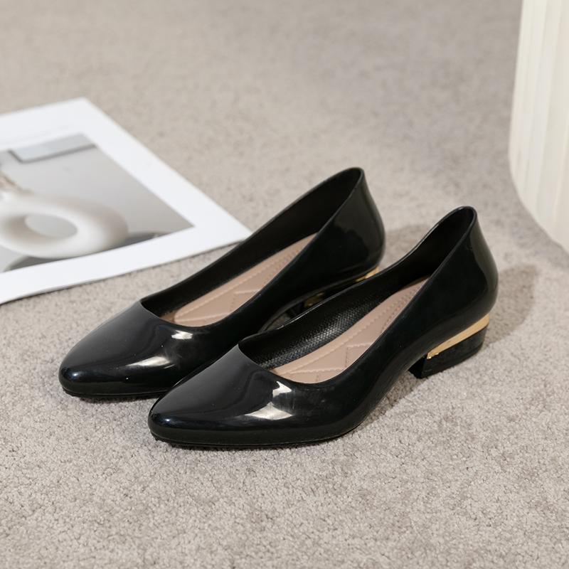 WTEMPO Elegantní velké velikosti, jednobarevné, ležérní, špičaté, jednoduché boty, kancelářské dámské, nepromokavé, protiskluzové, měkké, tlusté, nízké, na podpatku, pracovní boty