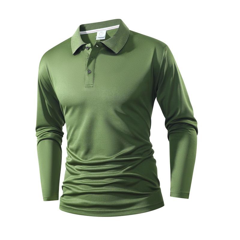 

Spring, Autumn and Winter New Polo Shirt Men s Lapel Long Sleeve T-Shirt Top Business Casual 2XL зелёный