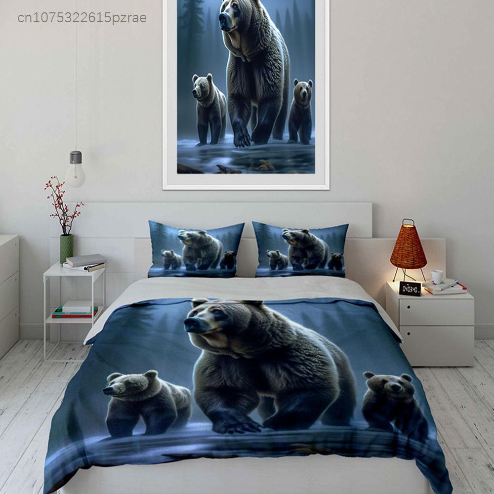 Bear Family Figurine Set Multiple Sizes Kid's And Adults' Bedroom Exquisite 3PC Bedding Set, Gift