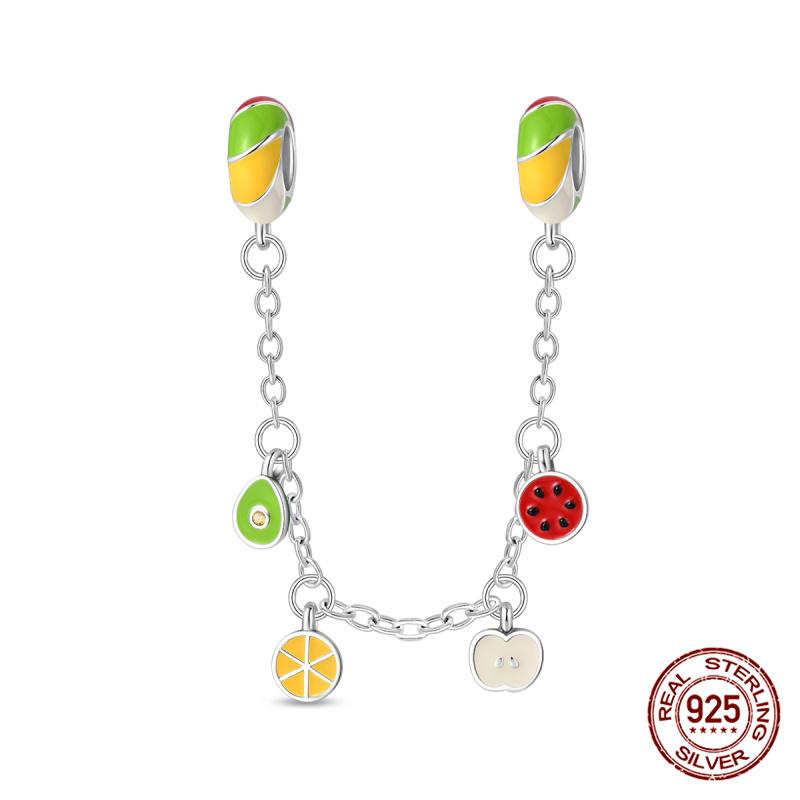 Original 100% 925 Silver Star Moon Safety Chain Fit 925 Original Bracelet & 3mm Bracelet DIY Jewelry Making Women Gift