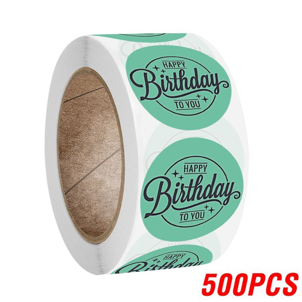 100-500pcs Cute Happy Birthday Sticker Birthday Gift Decoration Label Sealing Balloon Cake Label Packaging Scrapbook Sticker
