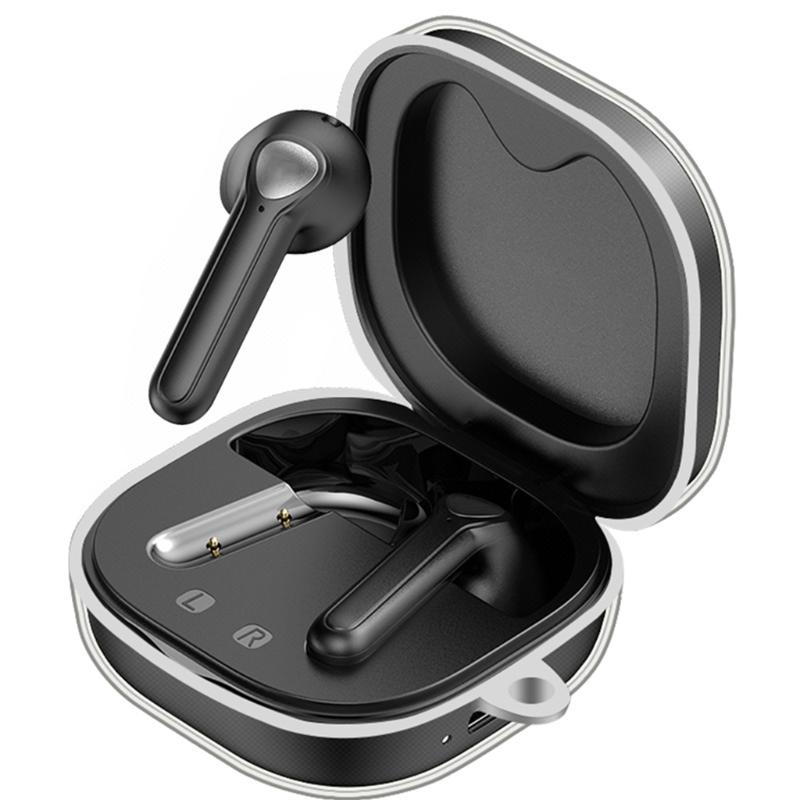 Transparent TPU Case Cover for-SoundPEATS Trueair2 + Earphone Case with Keychain Protective Dustproof