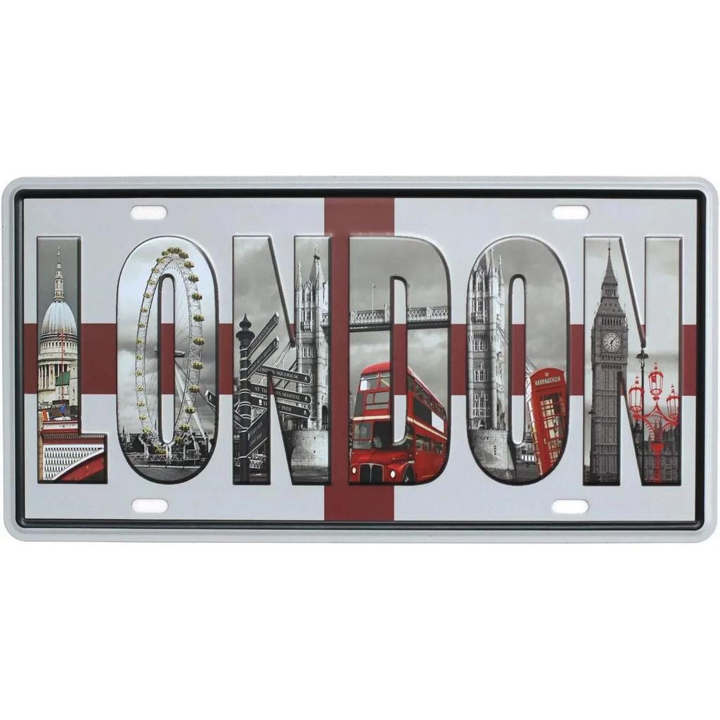 Mfoever Vintage Paris License Plate Munich Madrid Moscow City Front Vanity Tag Decoration for Garage Club Man Cave Bar Cafe