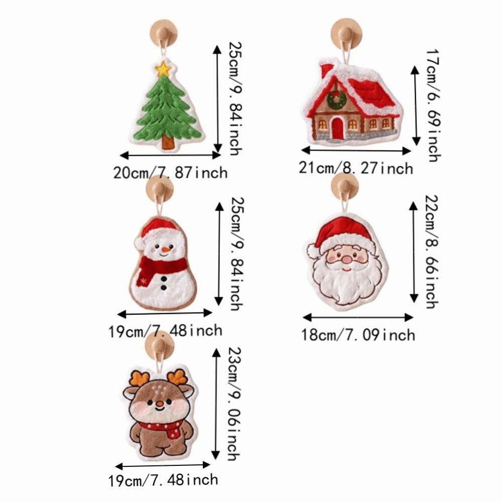 Kawaii Xmas Hanging Hand Towel Creative Cleaning Hand Cloth Santa Claus Handkerchief Home Decor