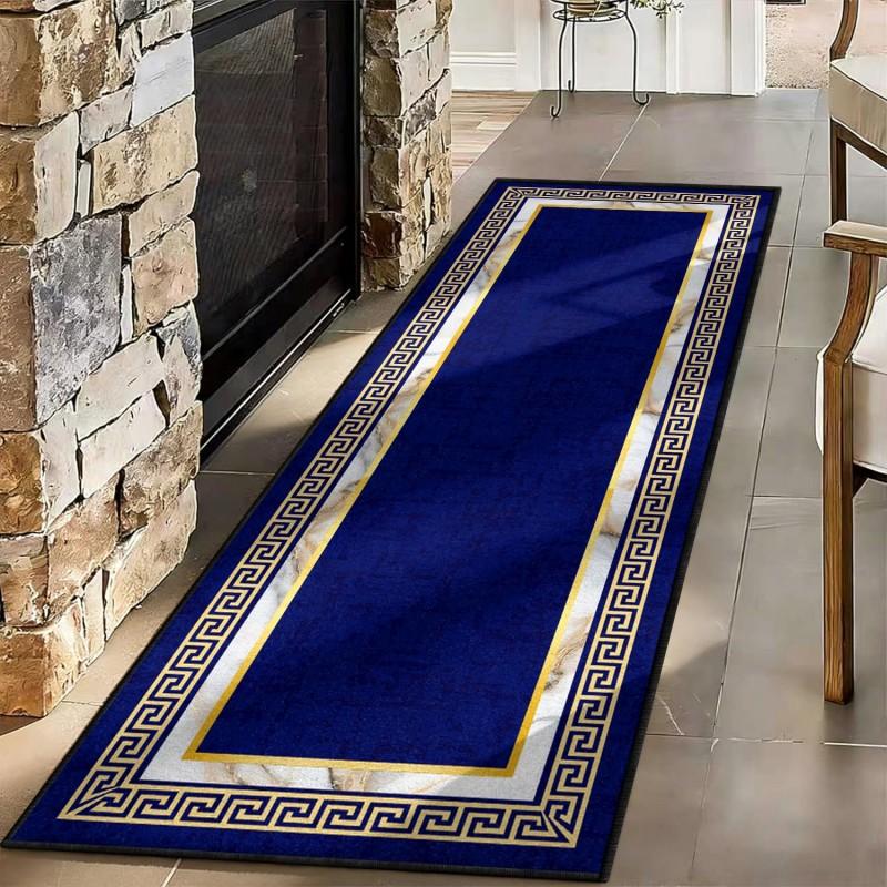 Abstracte Kunst Loper Blauw Geel Spatverf Patroon Tapijt Antislip Vloermat Voor Hal Keuken Entree Woonruimte Vloerkleden 40x120