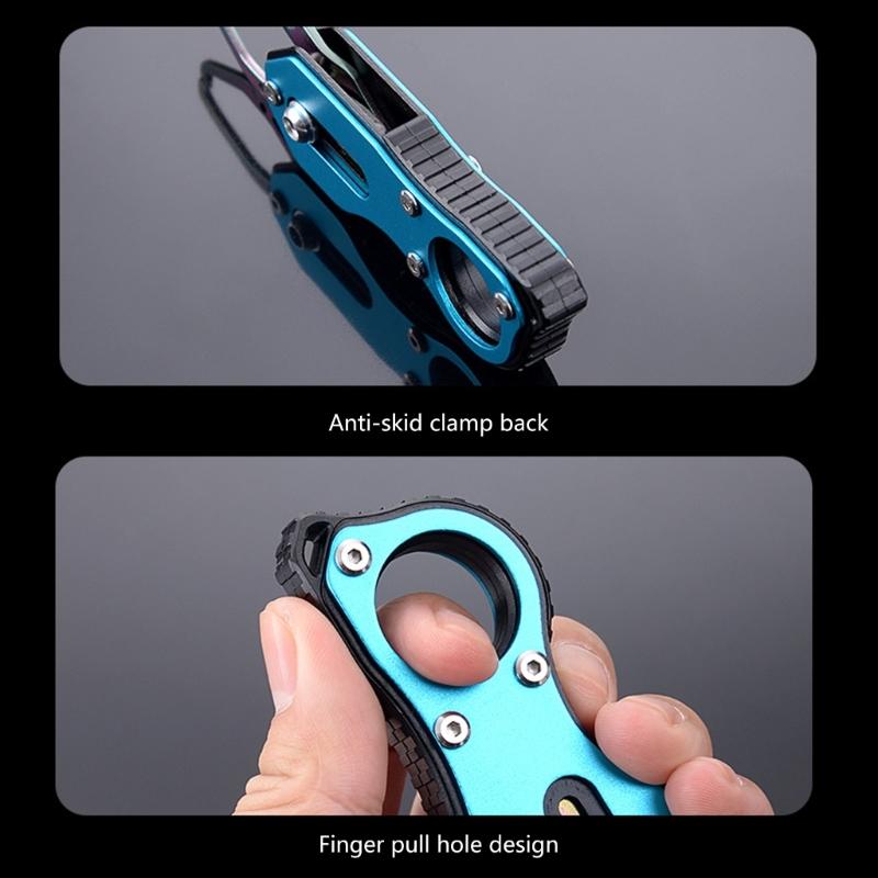 Portable Mini Fish Lip Gripper Stainless Steel Fish Holder Tool Grabber Fish Catcher with Coiled Lanyard Easy to Use