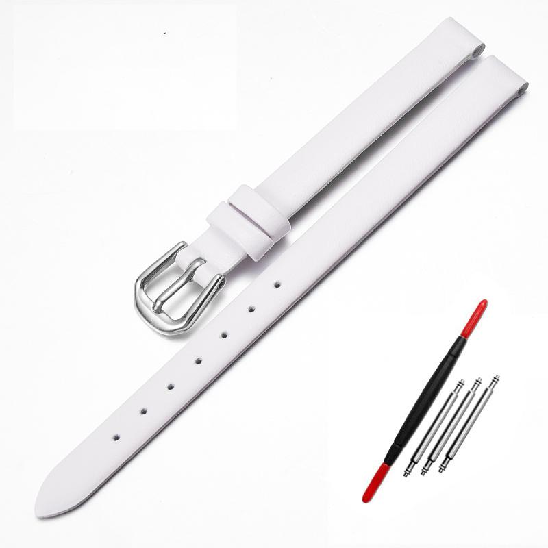 Genuine Leather Watch Bracelet Womens Fashion Watchband Wristwatches Mini Band 6mm 8mm 10mm 12mm Red White Color Small Strap