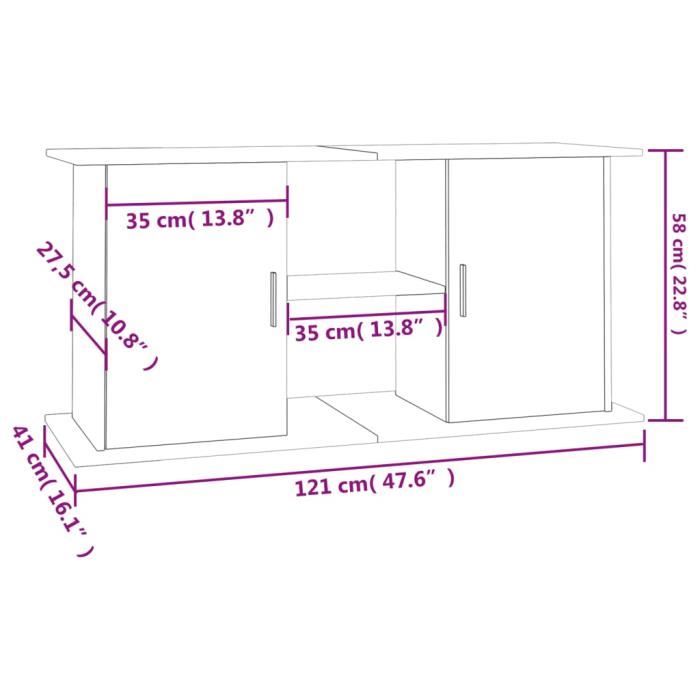 VidaXL Support d'aquarium chêne marron 121x41x58 cm bois d'ingénierie 833622