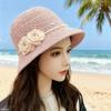French Elegant Flower Pearl Knitted Fisherman's Hat Ladies Summer Fashion Face Small Shade Straw Hat Sun Hat