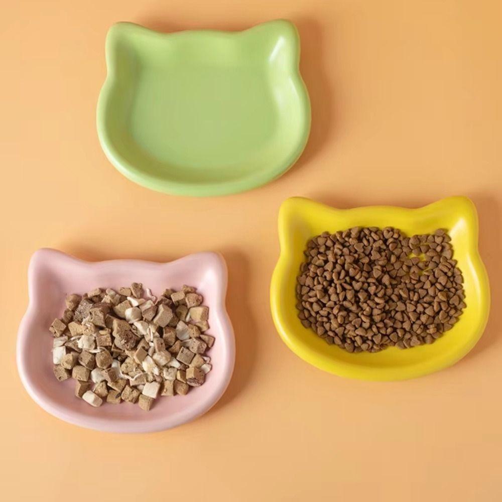 Cat Shape Cat Food Bowl Non-slip Cat Plates Cute Kitten Bowl Pet Feeding