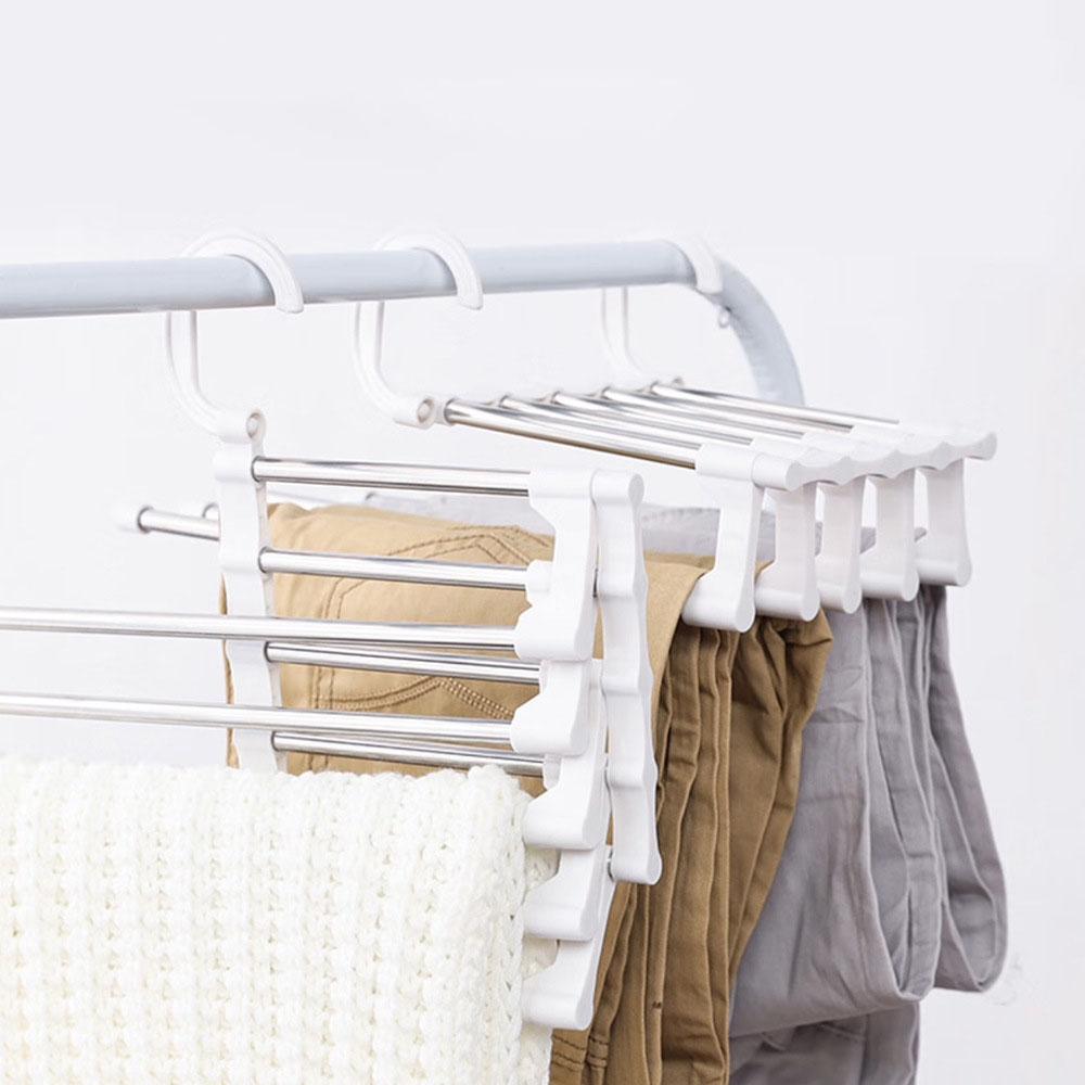 5 v 1 Úspora místa Věšák na kalhoty Skládací Věšák na ručníky a kravaty Multifunkční Stojan na oblečení Kalhoty Organizér do šatní skříně Úložný prostor