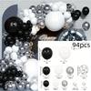 94pcs Black, White, Silver Latex Balloon Arch Set for Birthdays, Weddings, Gender Reveal, Bachelorette Party, Family Reunion