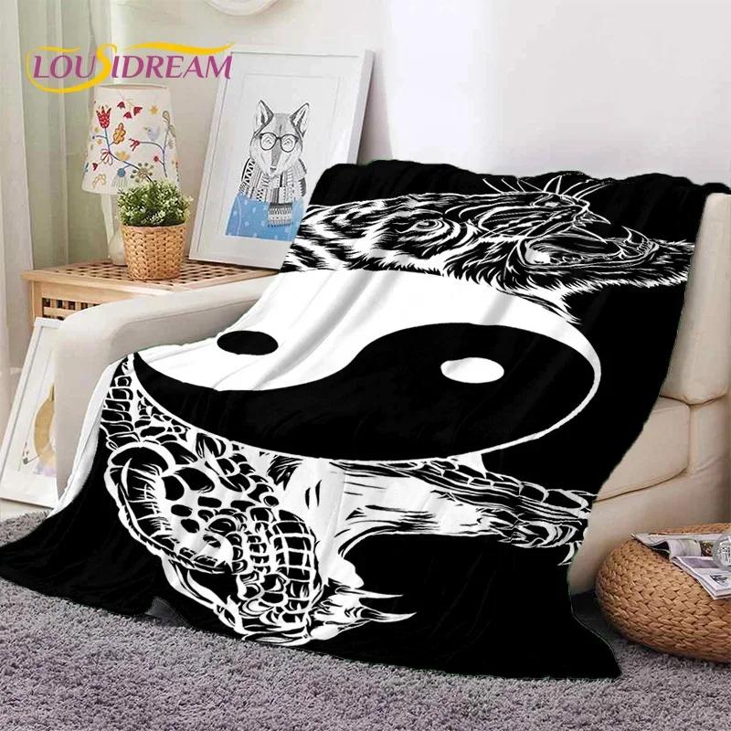 Natur Yin Yang Chinesische Tai Chi Bagua Weiche Flanelldecke für Betten Schlafzimmer Sofa Picknick, Überwurfdecke zum Zudecken Outdoor Nickerchen Geschenk