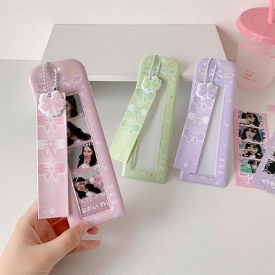 Ins Style Cute Bow 4 Grid Card Holder Korea Idol Mini Card Storage Pendant Sets Life 4 Cut Card Holder Bookmark Holder 1pcs