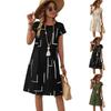 Women Casual Loose Short Sleeve Dress Summer Comfortable Knee Length A Line Dress Lightweight Breathable Fabric Simple Geometric Print
