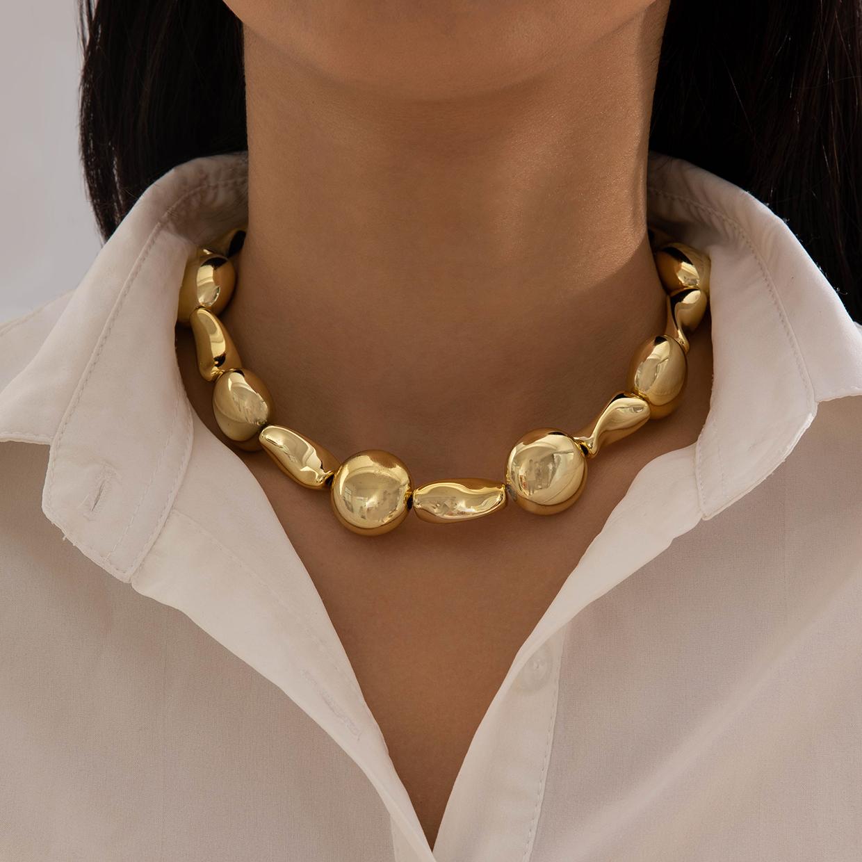 

Простая мода золотое эллиптическое деформирующееся геометрическое колье-чокер ювелирные изделия для женщин и девочек повседневная одежда для вечеринок в европейском и американском стиле