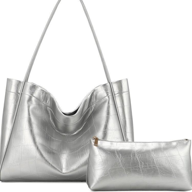 Large Capacity Mother And Child Tote Bag Simple Versatile Soft Surface Commuter Retro Shoulder Armpit Bag