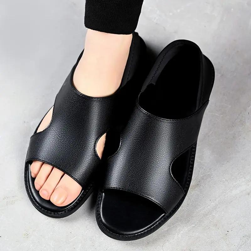 Fashion Genuine Leather Men's Sandal Beach 39 New Summer Low Price Big Size Fashion Non-slip 2025 Styles Cheap Liquidation Eva Male Shoe